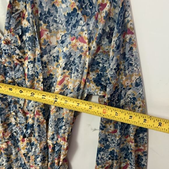 LAUREN RALPH LAUREN FLORAL CRINKLE GEORGETTE TIE NECK TIERED DRESS SIZE 10 - Picture 13 of 15
